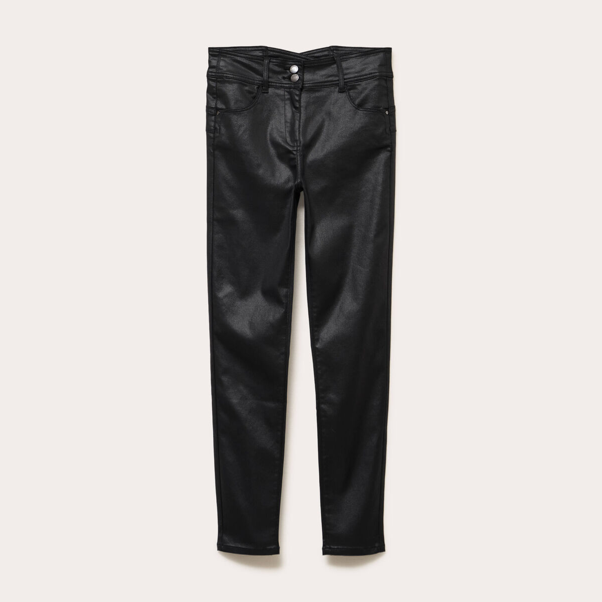 Pantalon enduit slim push-up denim noir enduit femme