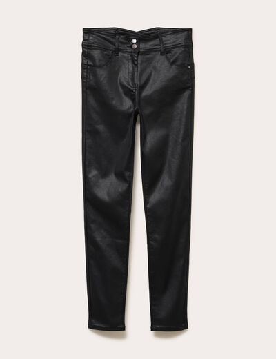 Pantalon enduit slim push-up denim noir enduit femme