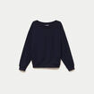Sweat duveteux col rond manches longues bleu marine femme
