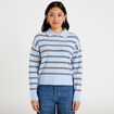 Polo manches longues col chemise bleu ciel femme