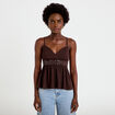 D&eacute;bardeur d&eacute;tail crochet marron fonc&eacute; femme