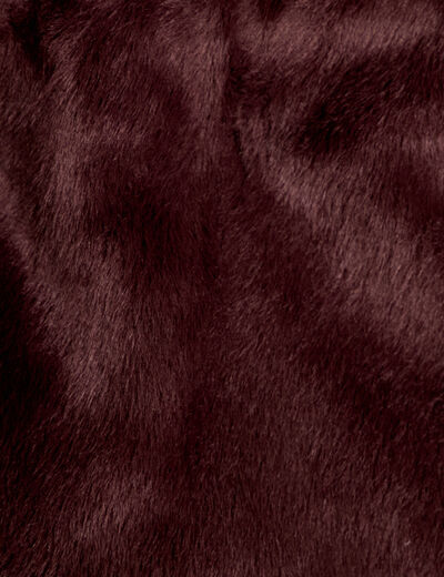 Jupe droite fausse fourrure marron fonc&eacute; femme