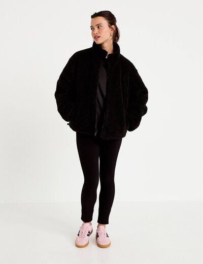 Leggings taille haute sans couture noir femme