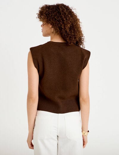 Gilet sans manches marron fonc&eacute; femme