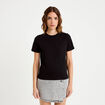 T-shirt &agrave; strass manches courtes noir femme
