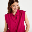 Chemise sans manches col am&eacute;ricain rouge femme