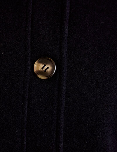 Veste droite col mao manches longues bleu marine femme