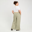 Pantalon large ceintur&eacute; contenant du lin vert kaki femme