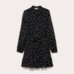 Robe brod&eacute;e &eacute;vas&eacute;e manches longues noir femme