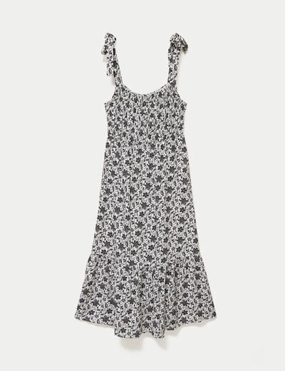 Robe longue &eacute;vas&eacute;e col carr&eacute; noir femme