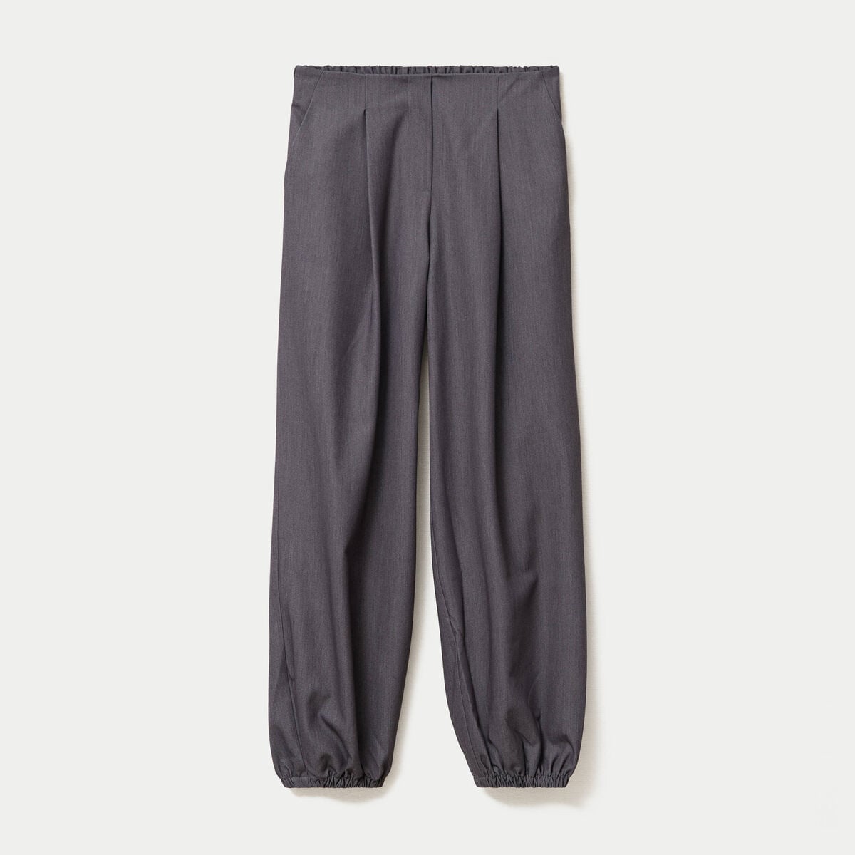 Pantalon city taille basse effet boule gris fonc&eacute; femme