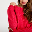 Gilet col rond manches longues rouge femme