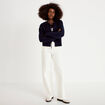 Gilet court nou&eacute; bleu marine femme