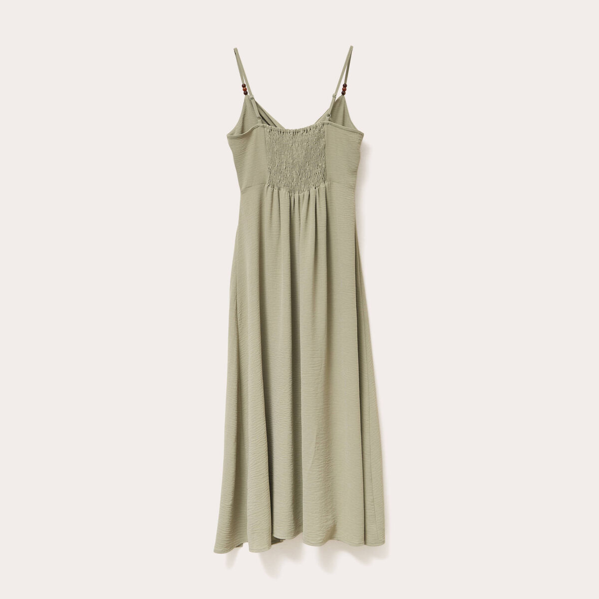 Robe longue &eacute;vas&eacute;e fendue vert kaki femme