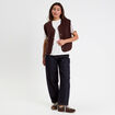 Gilet sans manches effet polaire marron fonc&eacute; femme