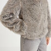 Veste courte en fausse fourrure gris clair femme
