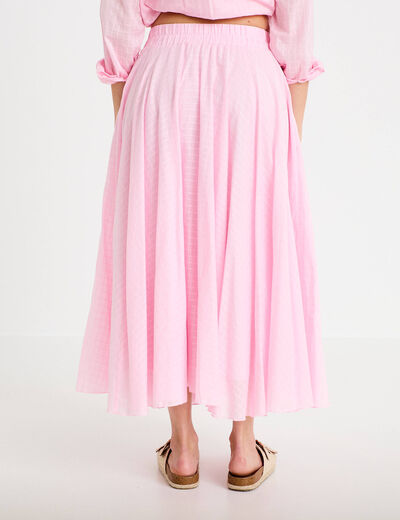 Jupe longue &eacute;vas&eacute;e rose clair femme