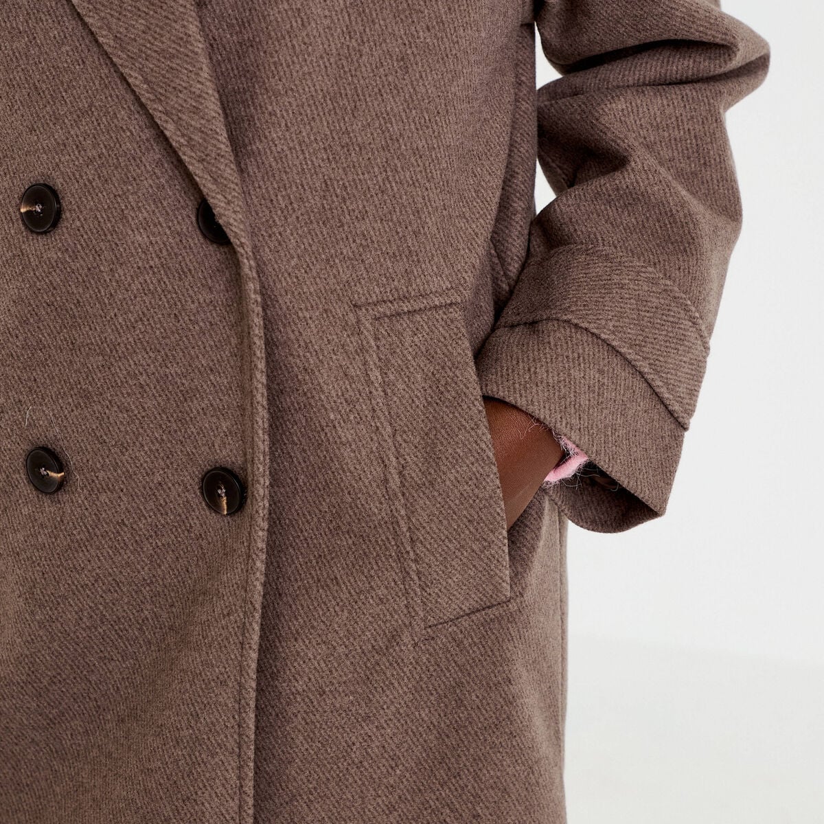 Manteau oversize manches longues taupe femme