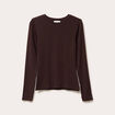 T-shirt cintr&eacute; col rond manches longues marron fonc&eacute; femme