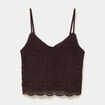 D&eacute;bardeur d&eacute;collet&eacute; aspect dentelle marron fonc&eacute; femme