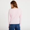 T-shirt col bateau manches longues rose clair femme