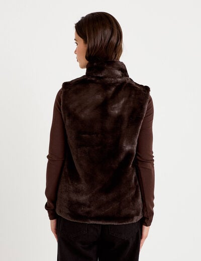 Veste courte ajust&eacute;e sans manches marron fonc&eacute; femme