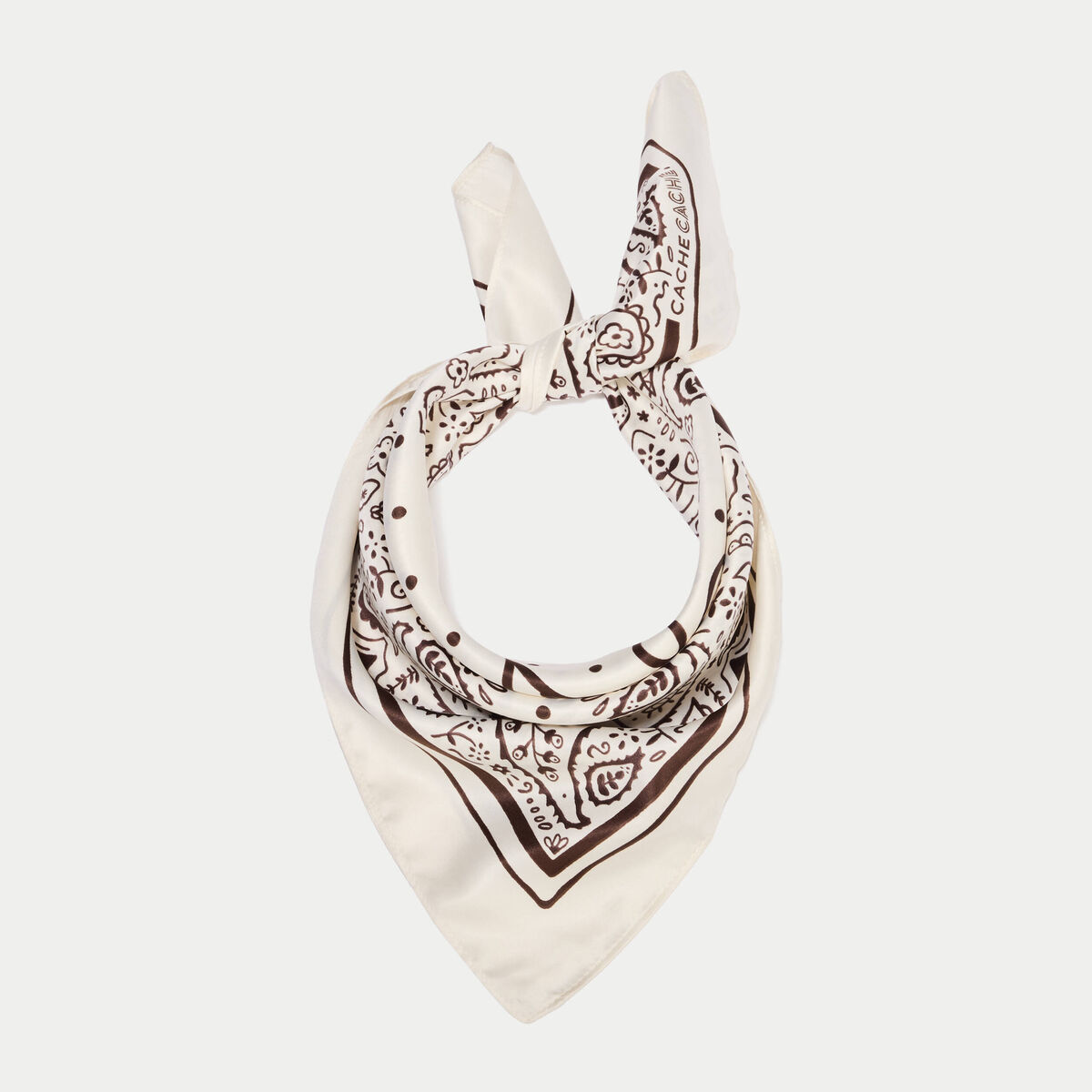 Foulard satin&eacute; soyeux ecru femme