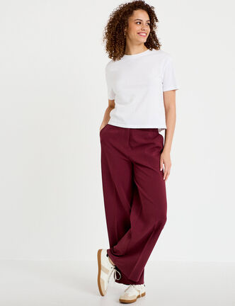 Pantalon city large violet fonc&eacute; femme