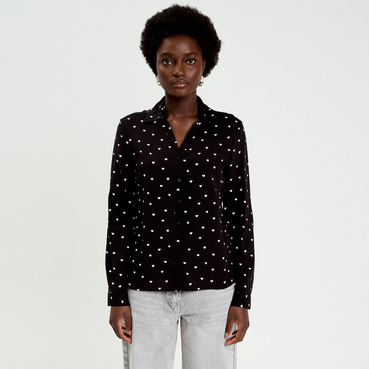 Chemise manches longues noir femme