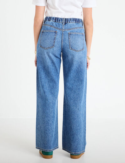 Jean wide leg taille standard denim stone femme