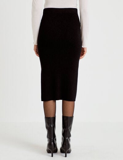 Jupe ajust&eacute;e longueur 3/4 noir femme