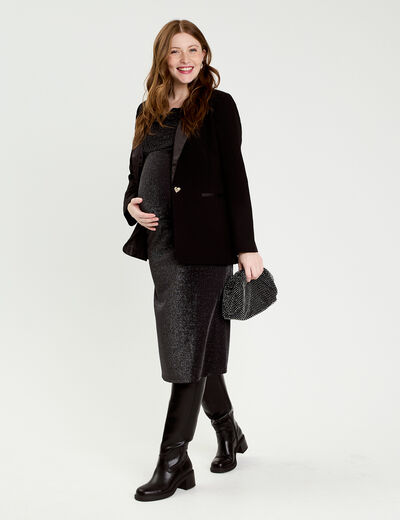 Robe longue fils m&eacute;tallis&eacute;s noir femme