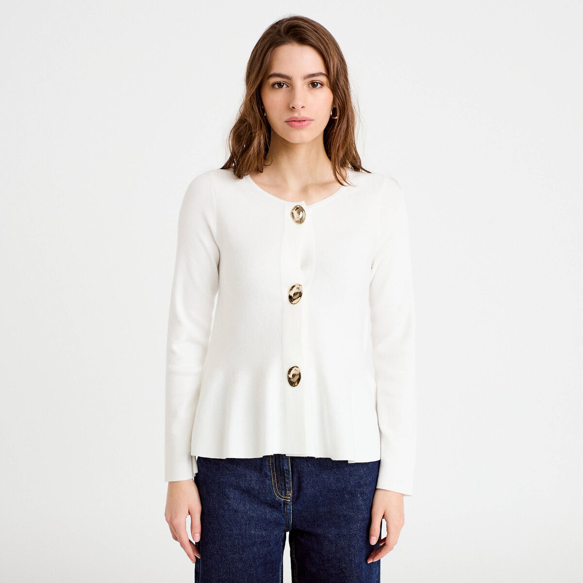 Gilet p&eacute;plum ecru femme