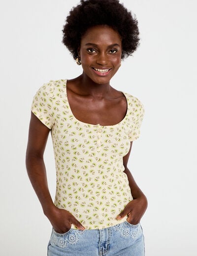T-shirt ajust&eacute; manches courtes blanc femme
