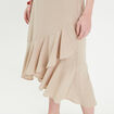 Jupe longue trap&egrave;ze volants beige femme