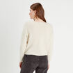 Pull manches longues col en V ecru femme