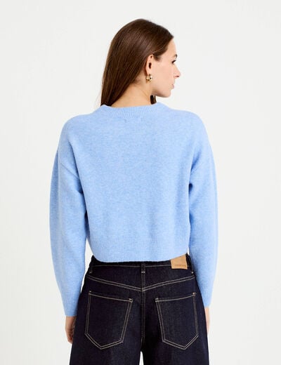 Gilet court nou&eacute; bleu ciel femme