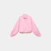 Chemise ample cropped effet boule rose femme