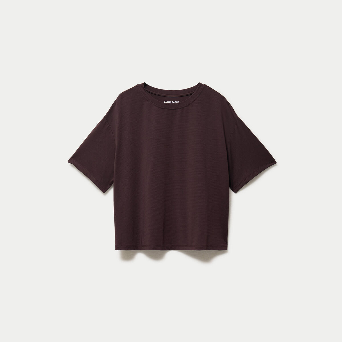 T-shirt manches courtes activewear marron fonc&eacute; femme