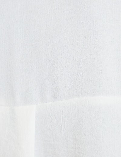 Chemise droite pliss&eacute;e manches longues ecru femme