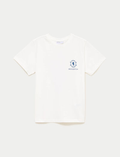 T-shirt imprim&eacute; fleurs Bridgerton ecru femme