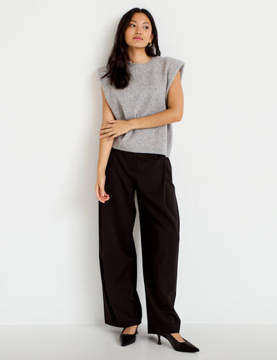 Pantalon bootcut ceinture taille haute noir femme