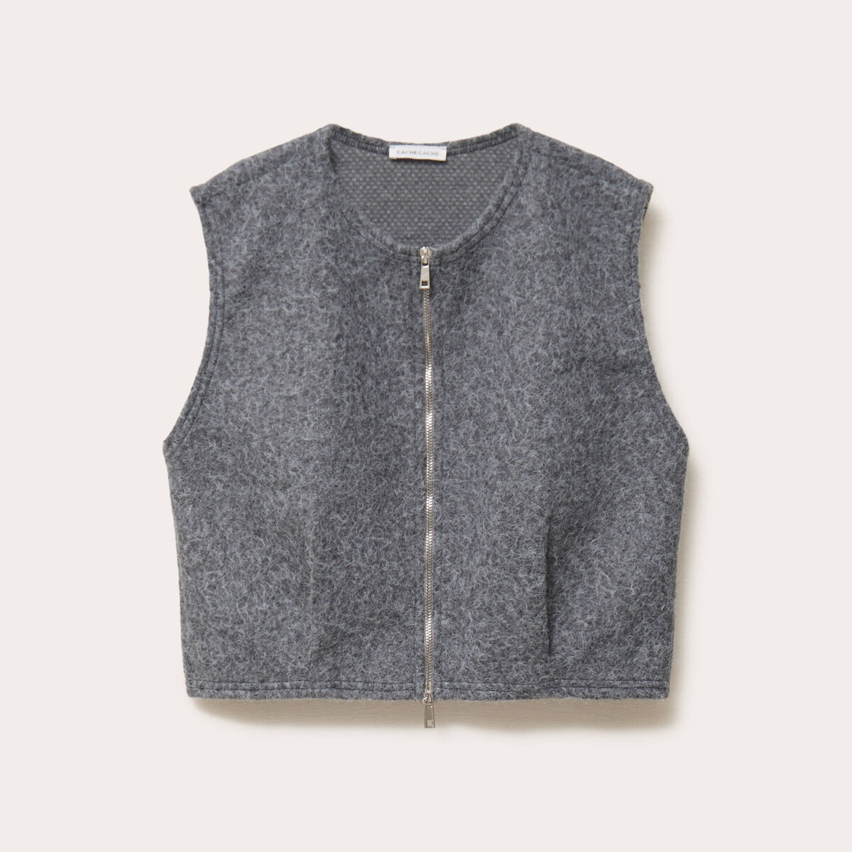 Veste sans manches effet polaire gris clair femme