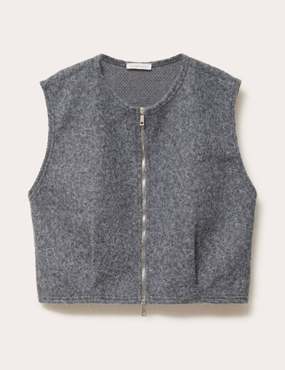 Veste sans manches effet polaire gris clair femme