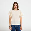 T-shirt col rond manches courtes ecru femme