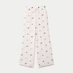 Pantalon large brod&eacute; taille standard blanc femme