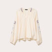 Blouse oversize col v manches longues ecru femme