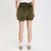 Short taille haute en velours vert kaki femme