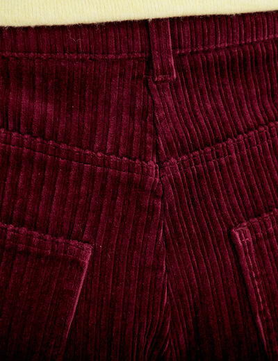 Pantalon large en velours bordeaux femme
