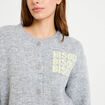 Gilet ample col rond manches longues gris clair femme
